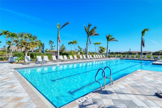 view of pool featuring a patio area