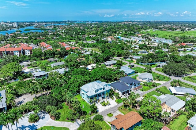 bird's eye view featuring a water view