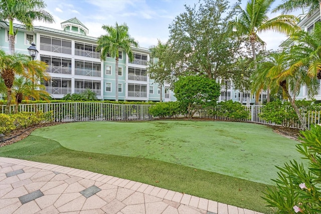 view of community with a fenced backyard