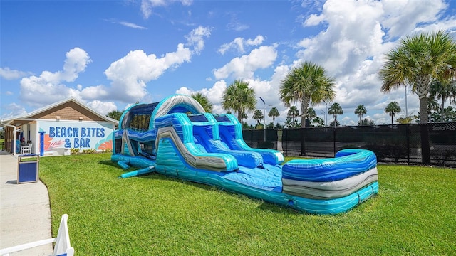 view of play area with a lawn