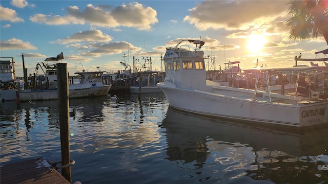 view of dock featuring a water view