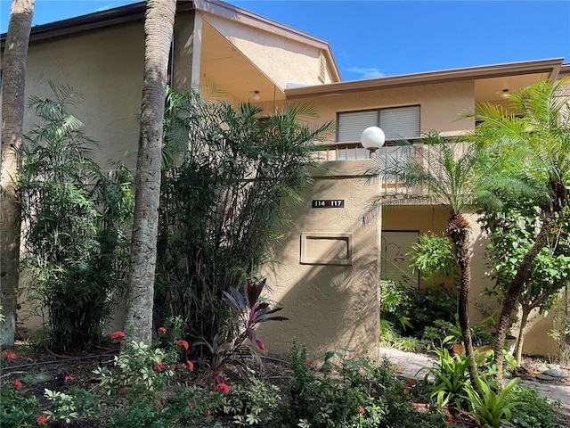 view of home's exterior with stucco siding