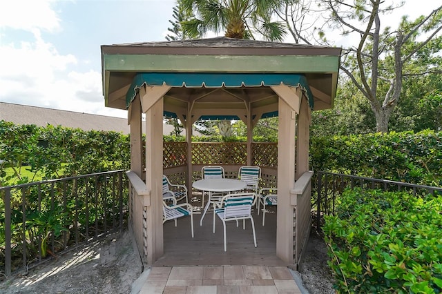 view of patio / terrace with a gazebo