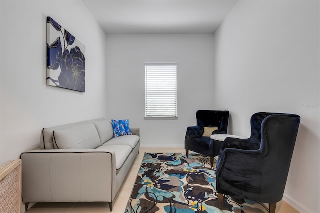 sitting room with light hardwood / wood-style flooring