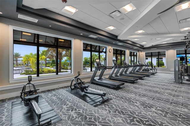 gym with carpet flooring and a wealth of natural light