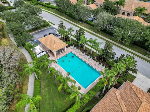 view of pool featuring a gazebo and a patio