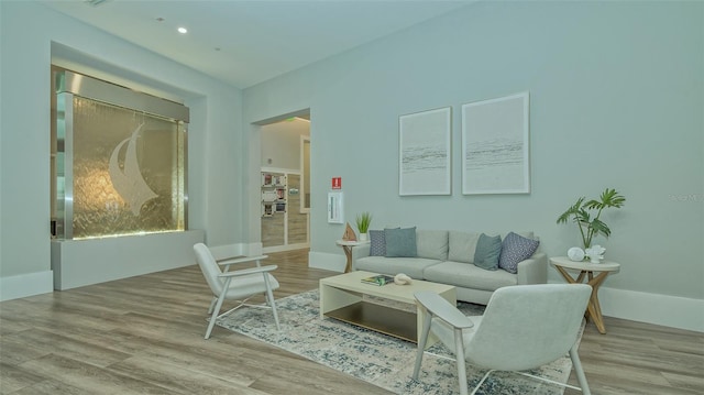 living room with light wood-type flooring