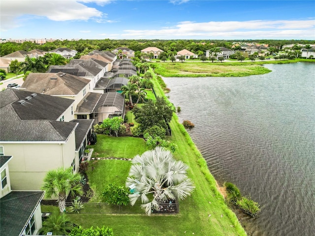 bird's eye view featuring a water view