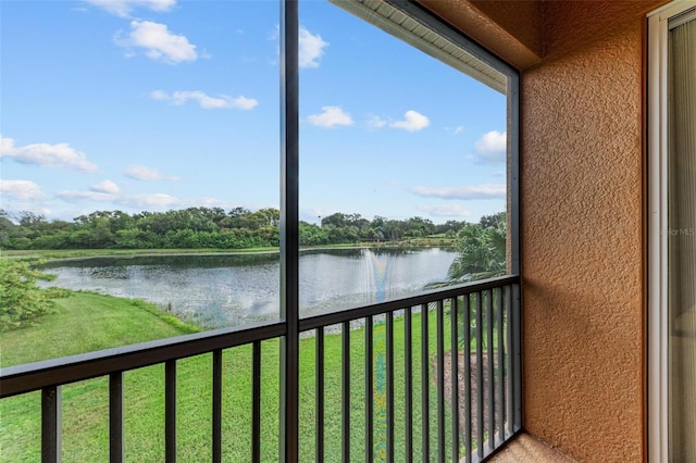 balcony with a water view