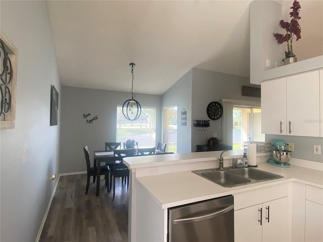 kitchen with dishwasher, white cabinetry, and a wealth of natural light