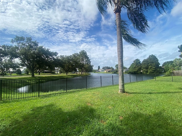 view of yard with a water view