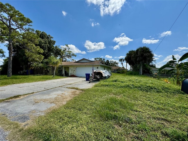 view of yard with a garage