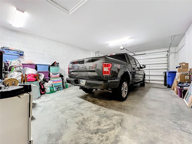 garage with a garage door opener