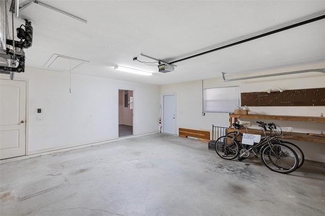 garage with a garage door opener