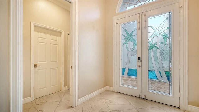 doorway featuring french doors