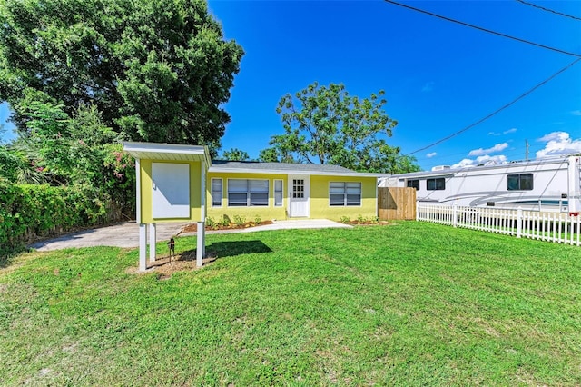 view of front of home with a front yard