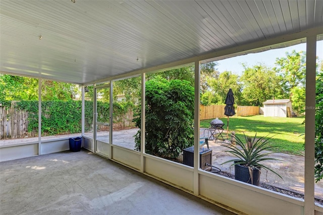 view of unfurnished sunroom