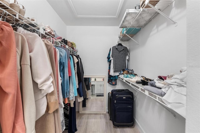 walk in closet featuring hardwood / wood-style floors