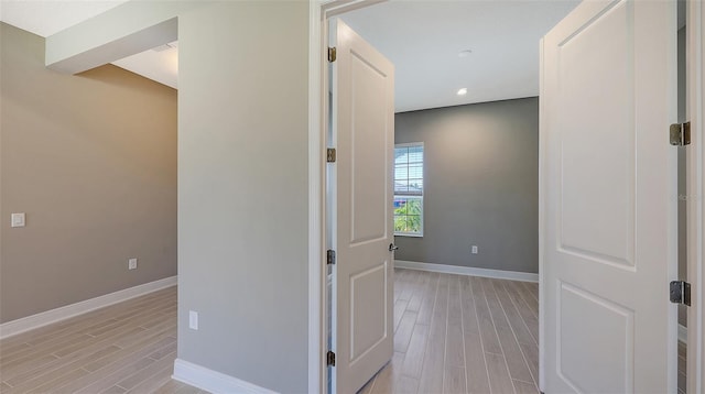 hall featuring light wood-type flooring