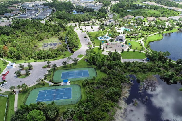 bird's eye view featuring a water view