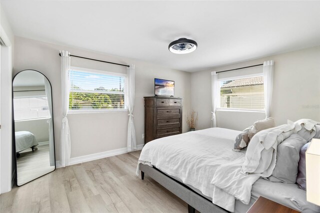 bedroom featuring light hardwood / wood-style flooring