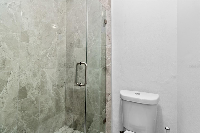 bathroom featuring toilet and walk in shower