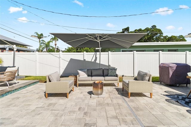 view of patio with an outdoor hangout area