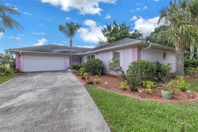 single story home with a garage