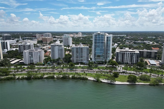 bird's eye view featuring a water view