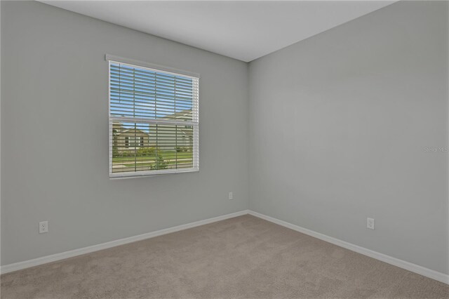 unfurnished room featuring light colored carpet