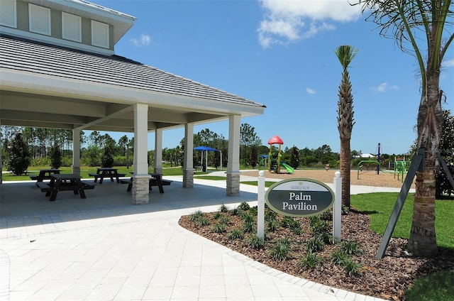 view of community featuring a playground