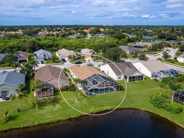 bird's eye view featuring a water view