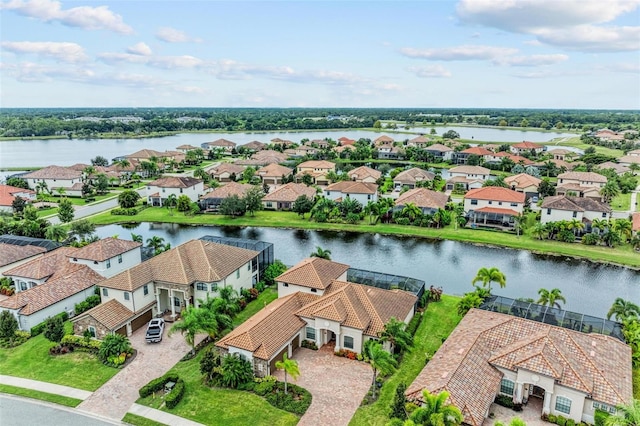 bird's eye view featuring a water view