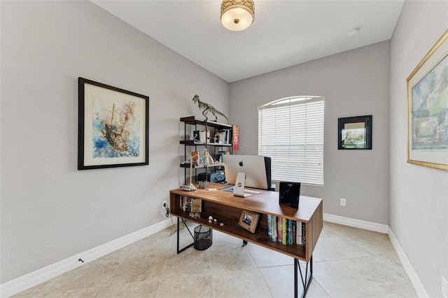 view of tiled home office