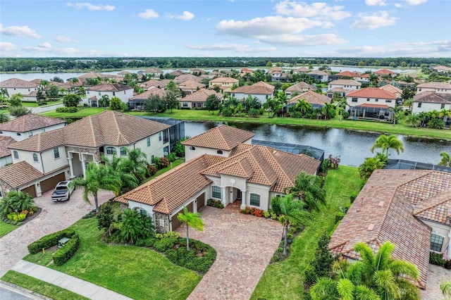 bird's eye view featuring a water view