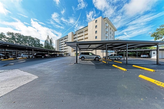 view of parking with a carport