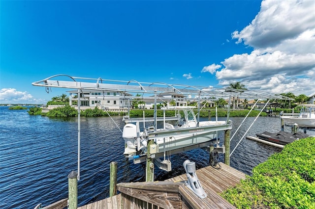 view of dock featuring a water view