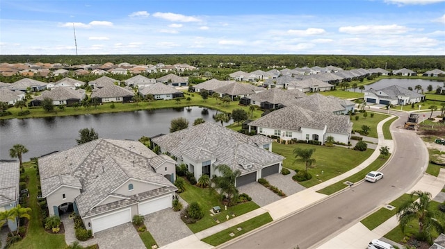 bird's eye view featuring a water view