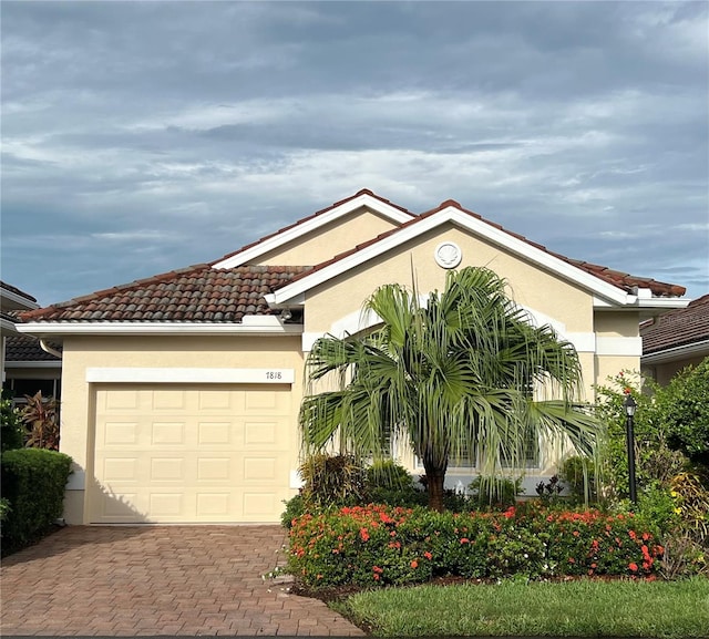 view of front of house with a garage