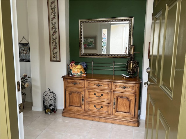 bathroom with vanity and tile patterned floors