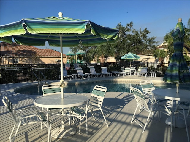 view of pool featuring a patio