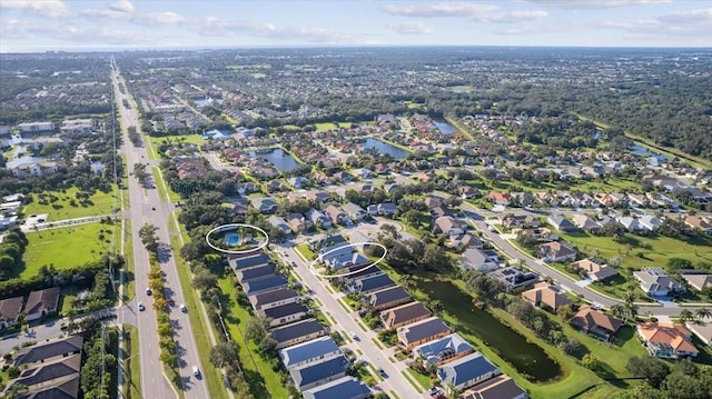 bird's eye view featuring a water view