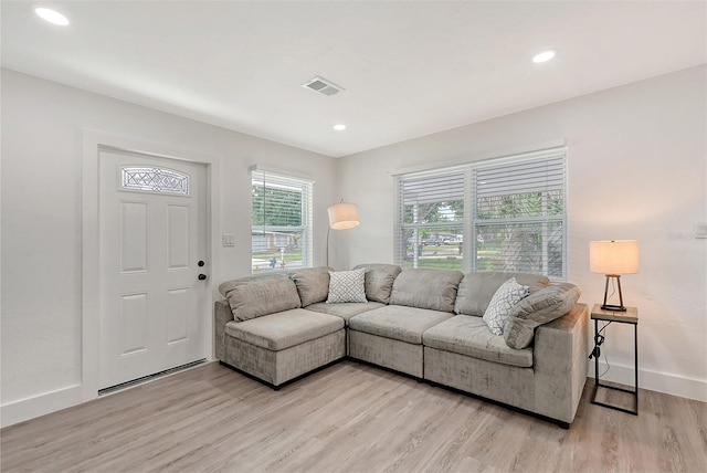 living room featuring light hardwood / wood-style floors