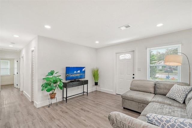 living room featuring light hardwood / wood-style floors