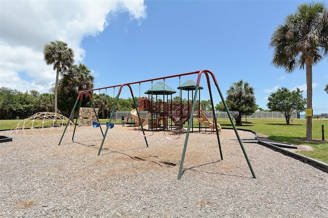 view of play area featuring a yard