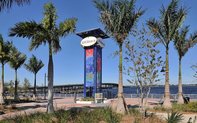 view of property's community with a water view