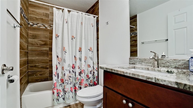 823 32nd Ave E, Bradenton, FL 34208 - bathroom featuring vanity, toilet, and shower / bathtub combination with curtain
