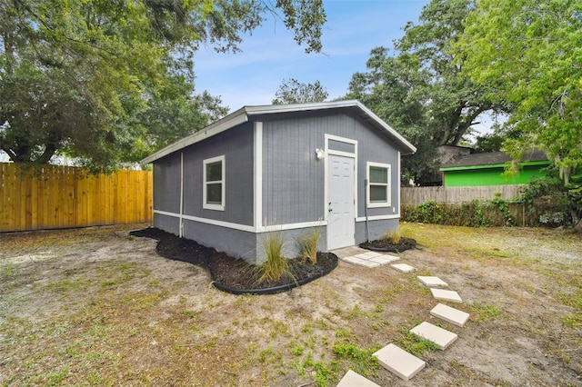 exterior space featuring an outbuilding