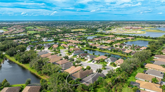 bird's eye view featuring a water view