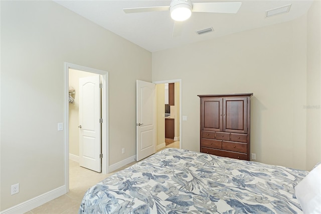 bedroom featuring ceiling fan